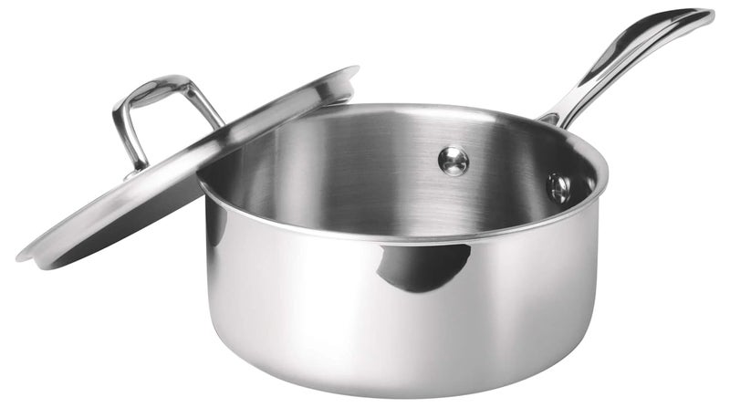 MILTON Pro cook Milton Pro Cook Stainless Steel Tea Pan 14 Litre16cm Triply Saucepan with Lid Gas Induction Base Chai Pot Milk Boiler with Handle 3 Years Warranty - Image 1