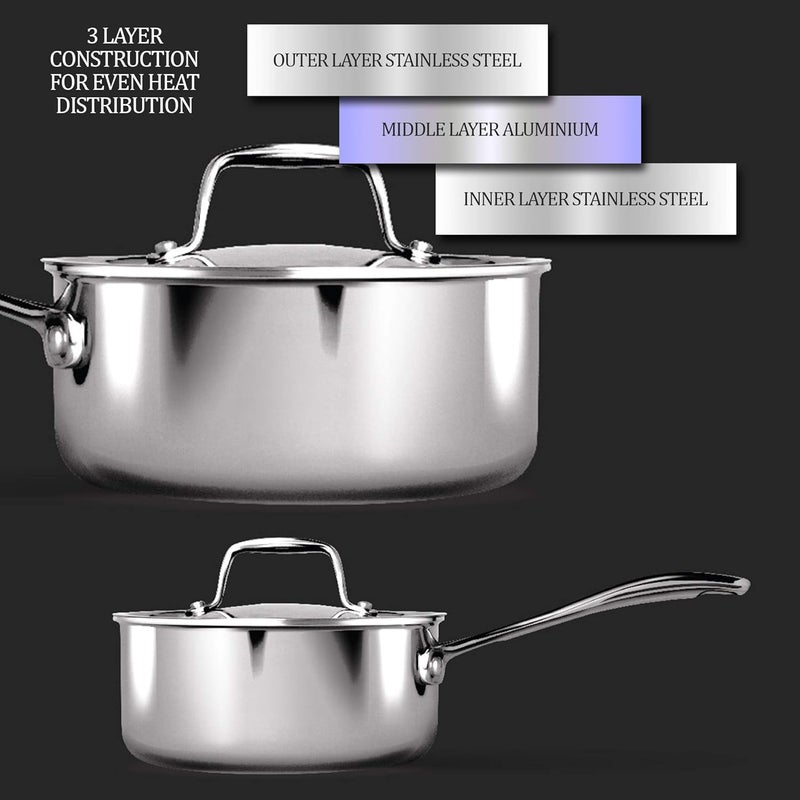 MILTON Pro cook Milton Pro Cook Stainless Steel Tea Pan 14 Litre16cm Triply Saucepan with Lid Gas Induction Base Chai Pot Milk Boiler with Handle 3 Years Warranty - Image 4