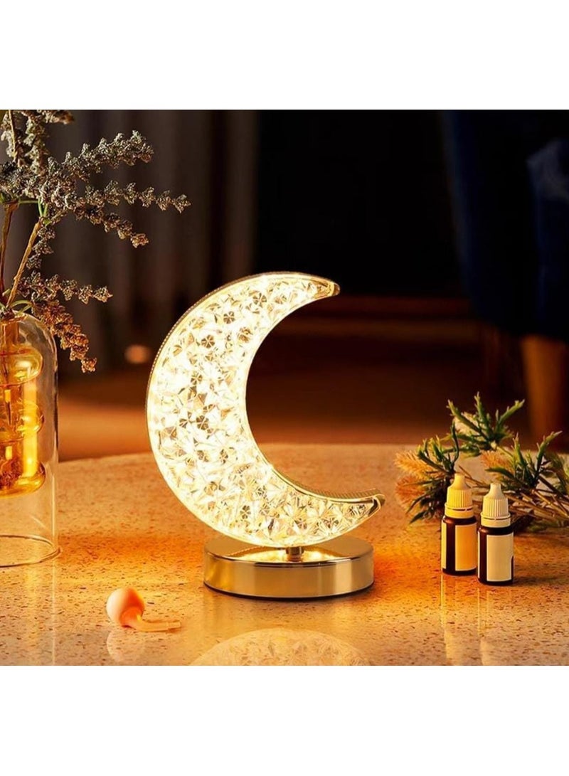 أباجورة مصباح مرصعة بالكريستال بتصميم هلال مصابيح زينة رمضان للعيد قمر ، مصابيح رمضان حجم صغير (حامل قمر)أباجورة مصباح مرصعة بالكريستال بتصميم هلال مصابيح زينة رمضان للعيد قمر ، مصابيح رمضان حجم صغير (حامل قمر) - Image 2