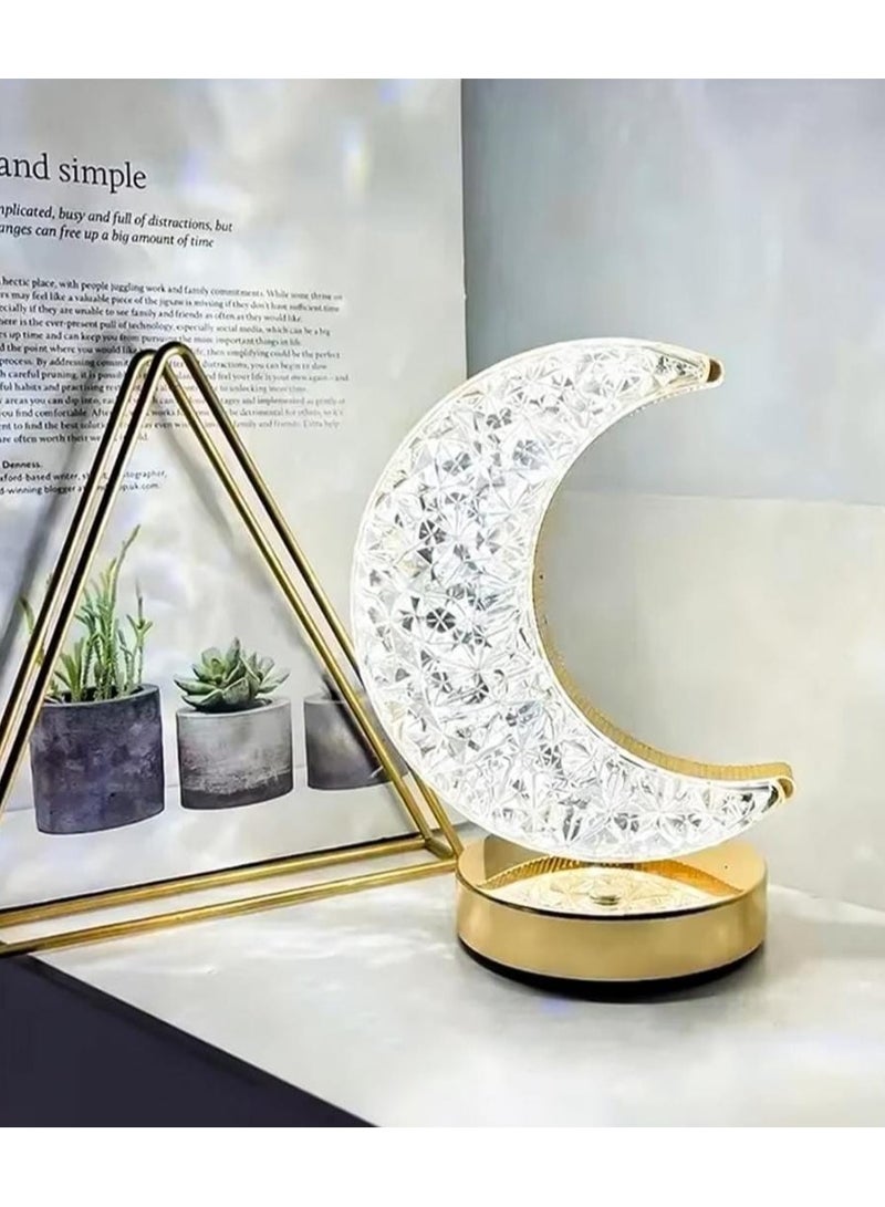 أباجورة مصباح مرصعة بالكريستال بتصميم هلال مصابيح زينة رمضان للعيد قمر ، مصابيح رمضان حجم صغير (حامل قمر)أباجورة مصباح مرصعة بالكريستال بتصميم هلال مصابيح زينة رمضان للعيد قمر ، مصابيح رمضان حجم صغير (حامل قمر) - Image 3