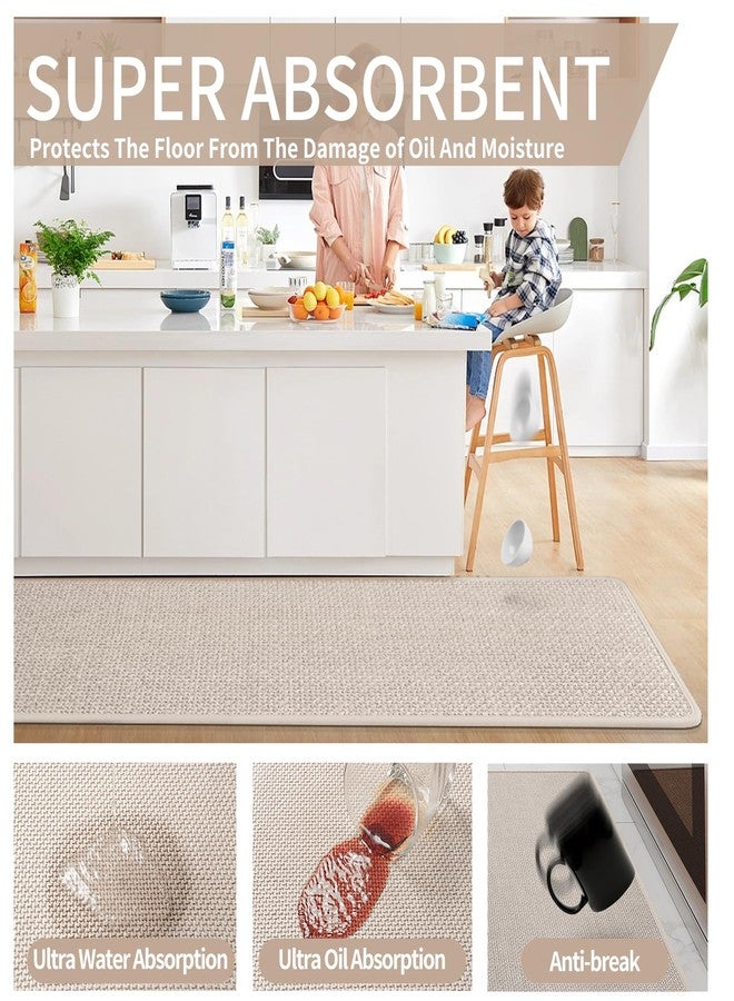 YDKGL Kitchen Mats for Floor, Super Absorbent Kitchen Rugs Non Slip Washable, Soft Imitation Linen Braided Kitchen Runner Rug, Standing Mat Kitchens Sink Mat, Easy to Clean, Beige 17x30 - Image 5
