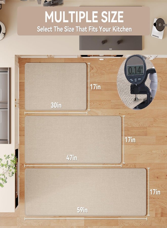 YDKGL Kitchen Mats for Floor, Super Absorbent Kitchen Rugs Non Slip Washable, Soft Imitation Linen Braided Kitchen Runner Rug, Standing Mat Kitchens Sink Mat, Easy to Clean, Beige 17x30 - Image 2