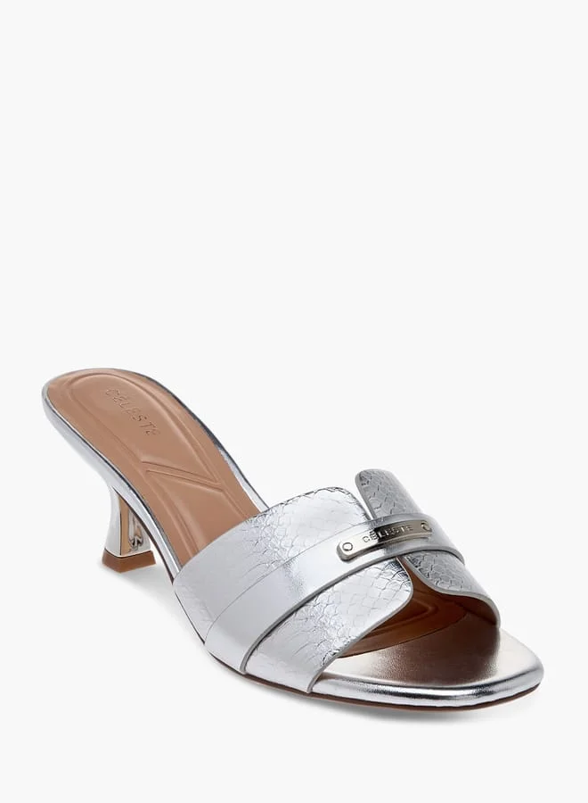 Celeste Women's Animal Textured Slip-On Sandals with Kitten Heels