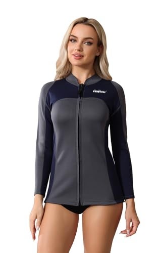 AnParc Wetsuit Women Top Jacket Neoprene Wet Suit for Women Cold Water Swimming Jacket Long Sleeve Dive Scuba Wet Suit Shirt Front Zip Wetsuits Shirts Vest for SpearfishingSnorkelingSurfing - Image 1