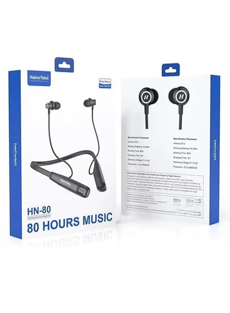 HainoTeko Haino Teko HN80 Bluetooth Wireless Neckband – Comfortable & Stylish Neckband Earphones with Superior Sound, Long Battery Life, and Hands-Free Calls | Ideal for Music, Calls, Sports & Daily Use - Image 1