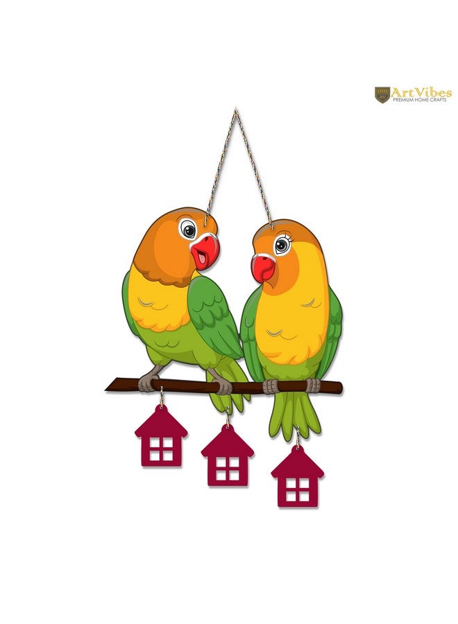 Artvibes Cute Pair of Parrot Wooden Wall Hanging for Home Decoration | Garden Balcony | Office | Cafe | Decorative Door Hanging | Festive Decor Art Items (WH_9124N), Pack of 1 - Image 5
