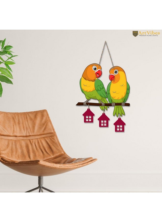 Artvibes Cute Pair of Parrot Wooden Wall Hanging for Home Decoration | Garden Balcony | Office | Cafe | Decorative Door Hanging | Festive Decor Art Items (WH_9124N), Pack of 1 - Image 3