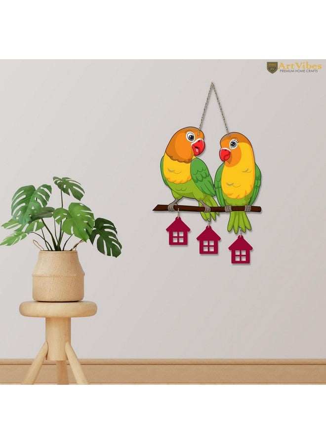 Artvibes Cute Pair of Parrot Wooden Wall Hanging for Home Decoration | Garden Balcony | Office | Cafe | Decorative Door Hanging | Festive Decor Art Items (WH_9124N), Pack of 1 - Image 2