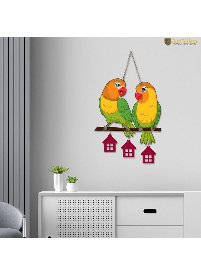 Artvibes Cute Pair of Parrot Wooden Wall Hanging for Home Decoration | Garden Balcony | Office | Cafe | Decorative Door Hanging | Festive Decor Art Items (WH_9124N), Pack of 1 - Image 4