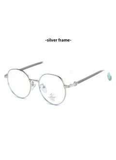 Children's Anti-blue Glasses Fashion Retro Silicone Metal Flat Student's Large Frame Plain Computer Eye Protection