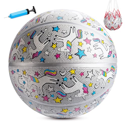 INPODAK Size 5 Basketball, Outdoor Basketball 27.5 Inch, Indoor Sport Ball with Pump and Mesh Bag, for Birthdays, Christmas, Back-to-School and Parties - Image 1