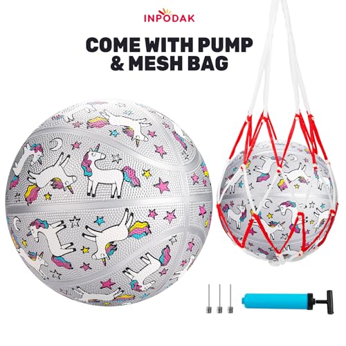 INPODAK Size 5 Basketball, Outdoor Basketball 27.5 Inch, Indoor Sport Ball with Pump and Mesh Bag, for Birthdays, Christmas, Back-to-School and Parties - Image 2