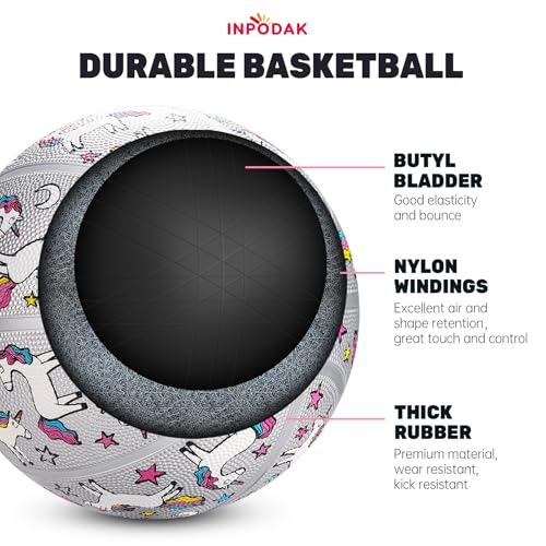 INPODAK Size 5 Basketball, Outdoor Basketball 27.5 Inch, Indoor Sport Ball with Pump and Mesh Bag, for Birthdays, Christmas, Back-to-School and Parties - Image 4