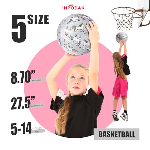 INPODAK Size 5 Basketball, Outdoor Basketball 27.5 Inch, Indoor Sport Ball with Pump and Mesh Bag, for Birthdays, Christmas, Back-to-School and Parties - Image 3