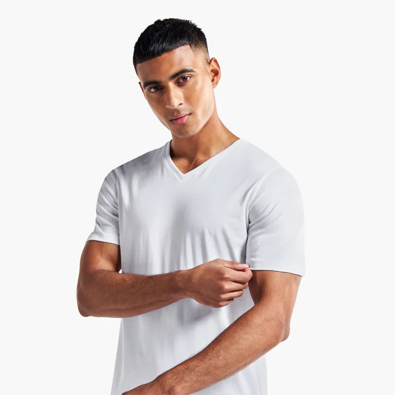 Splash FAV Set of 3 - Slim Fit T-shirt with V-neck and Short Sleeves