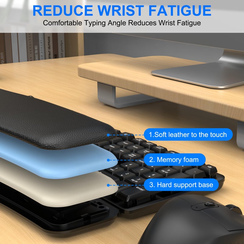EDJO Ergonomic Wireless Keyboard Mouse Combo, EDJO Bluetooth/2.4G Dual-Mode Connection, Soft Foam Wrist Rest, Silent Typing, Waves Key Design and 3-Level DPI Adjustable Wireless Mouse for Windows, Mac OS - Image 3