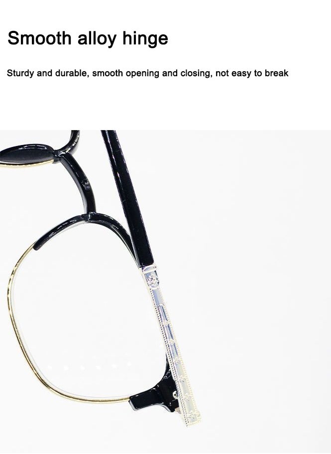 MYONE Smart Zoom Glasses, Trendy Smart Zoom Reading Glasses, Classic Reading Glasses, Anti-Blue Light Reading Glasses, Unisex, Square Frame Black/Gold  - Image 5