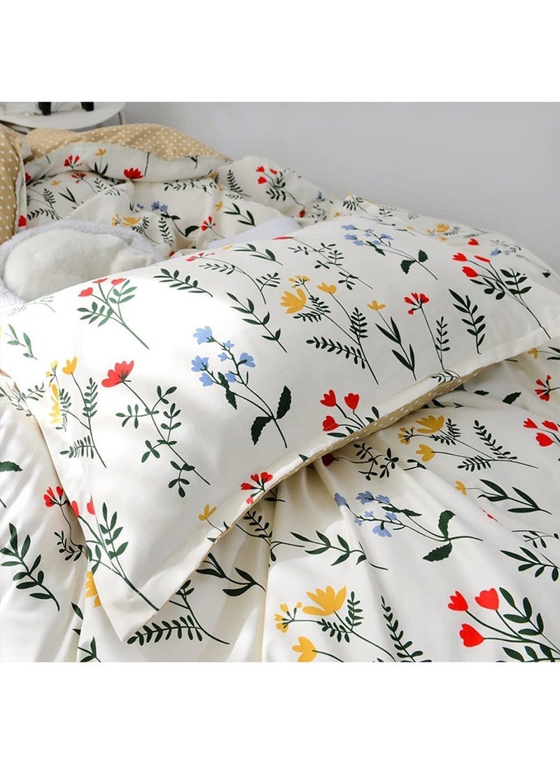 زيريفام طقم غطاء لحاف زهري من 4 قطع طقم غطاء لحاف فائق النعومة من الألياف الدقيقة مع مجموعة مفروشات مطبوعة بنمط إغلاق بسحاب مع 2 أغطية وسادة 220x240 سم - Image 4