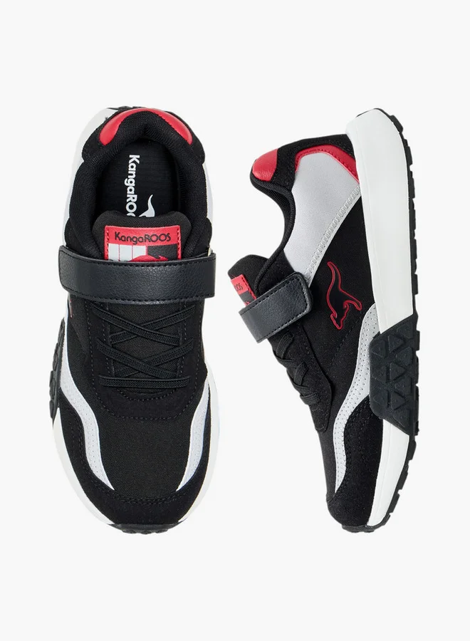 كانغاروس Boys' Colourblock Sports Shoes with Hook and Loop Closure