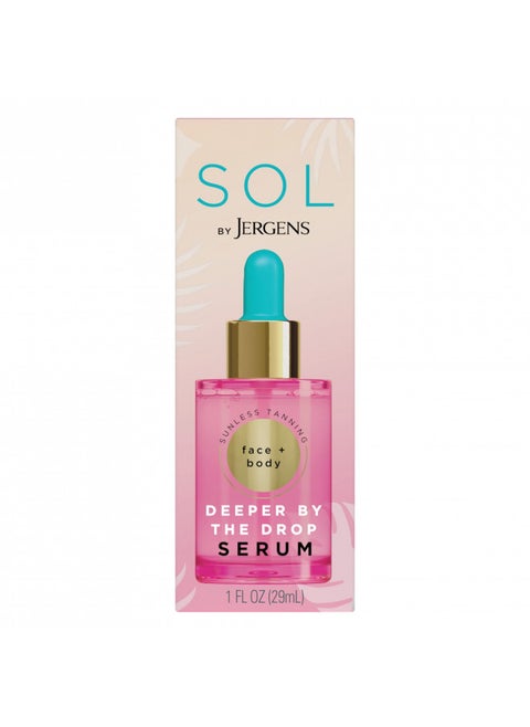Jergens SOL Deeper by the Drop Self Tanning Drops, Tanning Water, Add to Lotions, Serums, and Oils for Custom Tan, for Year-Round Glow, 1 Fluid Ounce