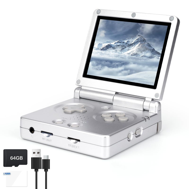 AMPOWN RG35XXSP FILP Retro Handheld Game Console 35inch 640480 IPS Screen 3300mAh Builtin 64G TF Card Supports Multiple Simulators Linux System with Screen Protector Silver - Image 2