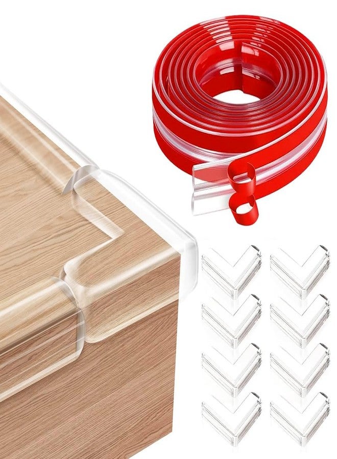 KASHTKAPI Baby Proofing Edge Protector Strip Silicone Edge Corner Guard Child Safety Bumper Desk Bed Furniture Soft Transparent Corner Protector for Kids (10 Meter+8 Corner) - Image 1