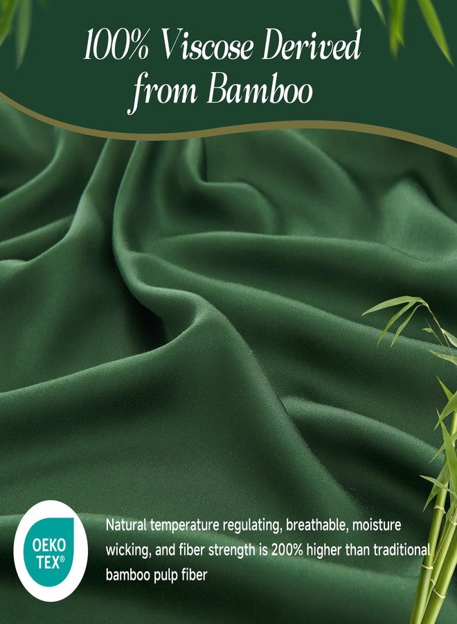 Simple&Opulence 100% Viscose Bed Sheet Set 4 Piece, Breathable Cooling Bedding Set with 15" Deep Pockets, Luxury Ultra Soft for Hot Sleepers (Dark Green,Queen) - Image 5