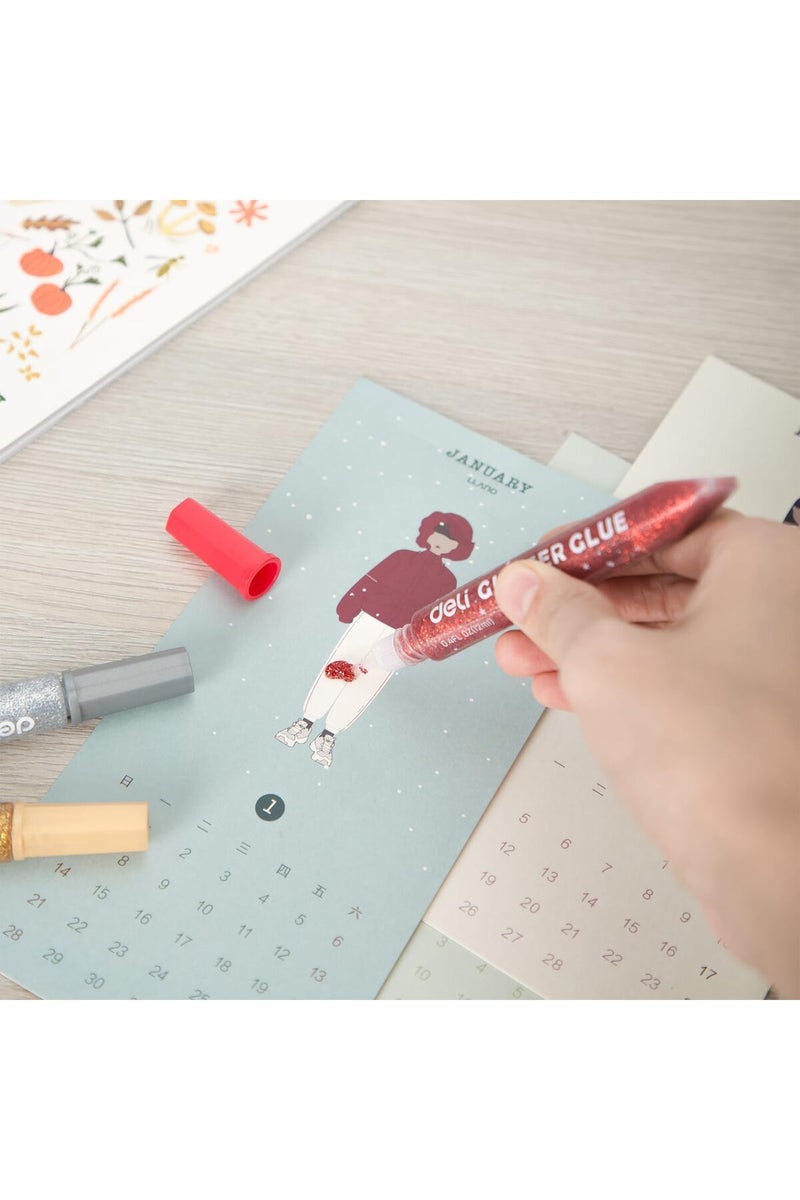 Deli Glitter Glue Tube 3-Pieces 12 ml, Multicolour - Image 5