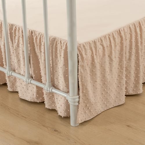 TSUTOMI Tufted Dot Bed Skirt Full Size,Ruffled Bed Skirt with Split Corners, Full Bed Skirt 14 Inch Drop, Boho Full Size Bed Skirt Beige for Ruffled Bed Skirt with Split Corners, Bed Skirts Full Size - Image 1
