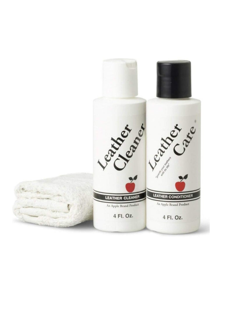 Apple Brand Leather Care Leather Cleaner & Conditioner Kit for Use On Leather Purses, Handbags, Shoes, Boots & Accessories 