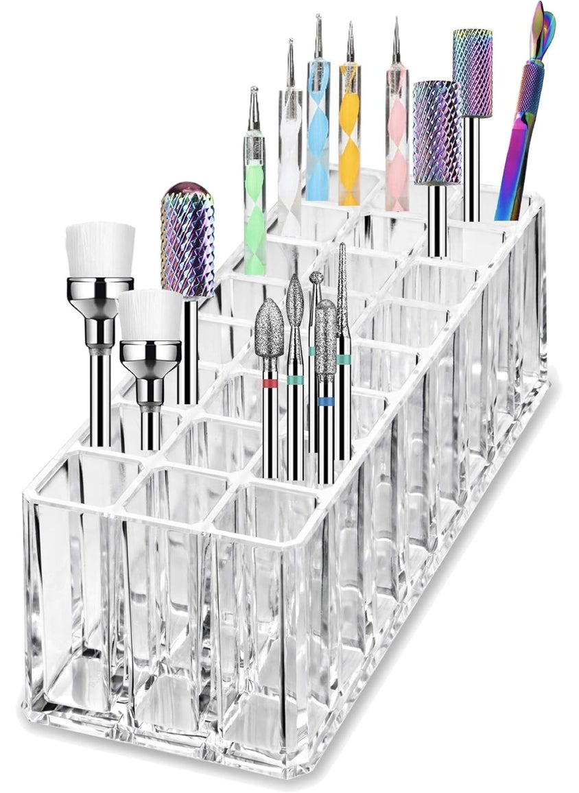 BY ALEGORY BY ALEGORY Acrylic Nail Art Tool Organizer 24 Space Deep Slot Wall Storage Vanity Cosmetic Container For All Salon Pro Nailcare Tool Kit Set 