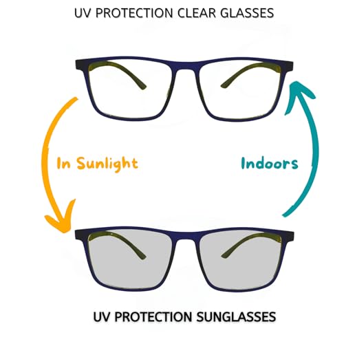 Vast® Photochromic Computer Glasses for Eye Protection | Zero Power Anti Glare & Blue Light Filter Glasses | UV Protect Specs for Men & Women| Frames| Blue Cut Lens (SPORTY GREY METAL) - Image 2