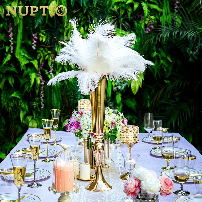 NUPTIO Gold Tall Centerpiece Table: 21.9" Trumpet Vases for Wedding Metal Flower Stand for Party Decorations Set of 10 - Image 2