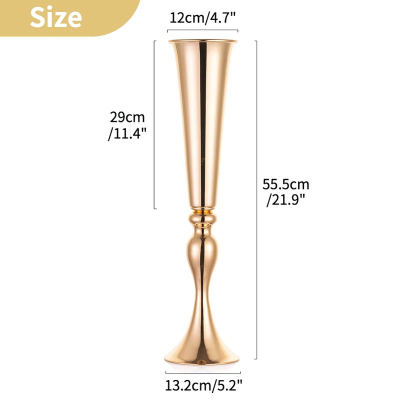 NUPTIO Gold Tall Centerpiece Table: 21.9" Trumpet Vases for Wedding Metal Flower Stand for Party Decorations Set of 10 - Image 5