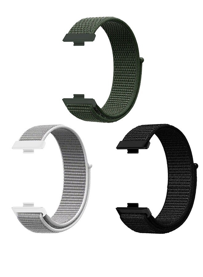 3 حزم مناسبة لشركة هواوي ساعة تناسب 3 / تناسب 4 فيلكرو نايلون حلقة حزام ، نايلون ساعة استبدال سوار لشركة هواوي ساعة تناسب 3 و هواوي ساعة تناسب 4 (أسود ، أخضر ، لون قشرة البحر ﻿） - Image 2