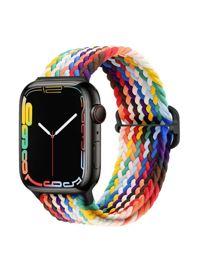 For Apple Apple Iwatch Watch Strap Flat For Rainbow Nylon Woven Slide Buckle Elastic Strap Universal - Image 2