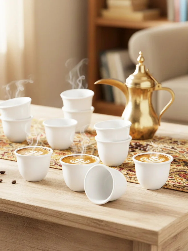 Shallow 12-Pieces Arabic Gahwa and Espresso Cup, 90ml