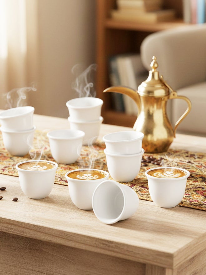 Shallow 12-Pieces Arabic Gahwa and Espresso Cup, 90ml - Image 2