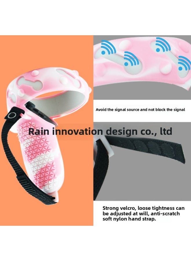 Generic - Style For Oculus Quest 2 Handle Cover Controller Protective Cover Sweat-resistant Drop-resistant Silicone Cover Soft Rubber-Product Color:White Quest2 Polka Dot Protective Cover (device Not Included) - Image 1