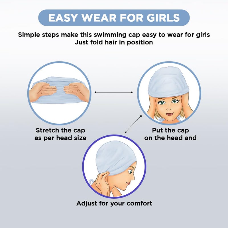 Endless EL1023 Comfortable Silicon Swimming Cap with Ergonomic Ear Pockets | Silver | Material : Silicon | Fully Elastic Waterproof Cap for Long and Short Hair with Thicker Edge | For Women and Men - Image 4
