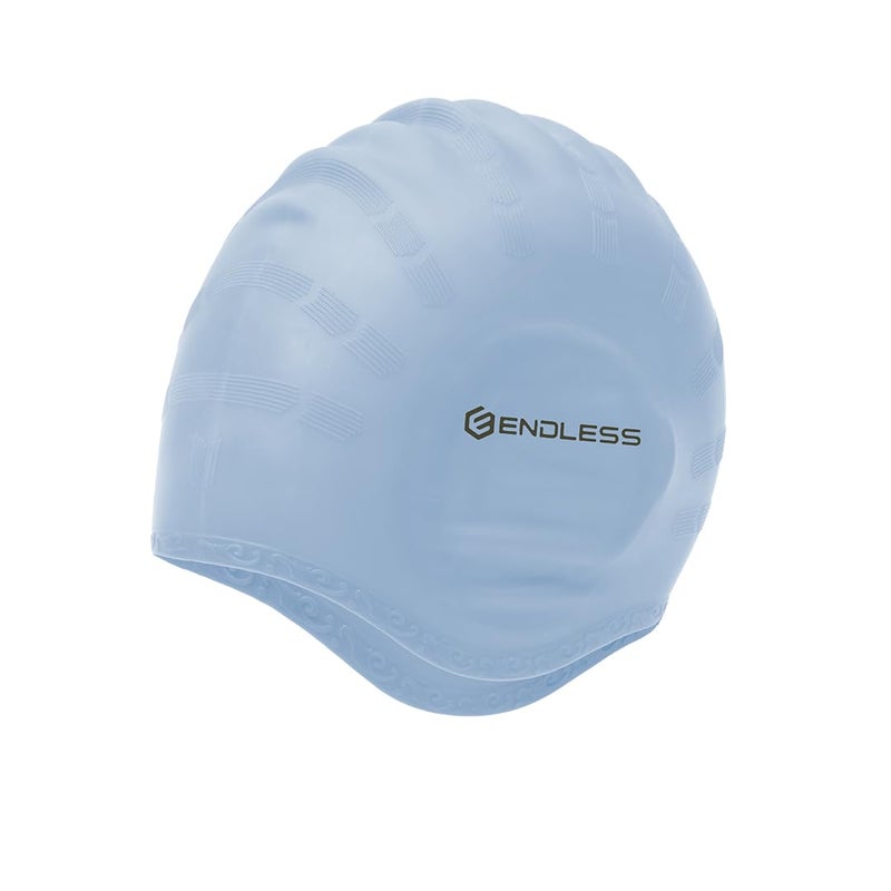 Endless EL1023 Comfortable Silicon Swimming Cap with Ergonomic Ear Pockets | Silver | Material : Silicon | Fully Elastic Waterproof Cap for Long and Short Hair with Thicker Edge | For Women and Men - Image 1