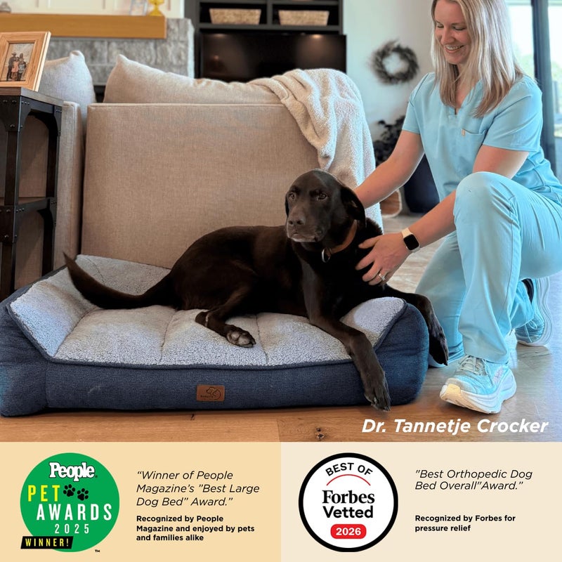 Bedsure SupportMaxâ„¢ XL Orthopedic Dog Beds Large Sized Dog - As Seen on TV Extra Thick Supportive Dogs Couch with Waterproof Washable Cover, Extra Large Comfort Pet Sofa with Soft Sherpa, Grey, 42" - Image 2