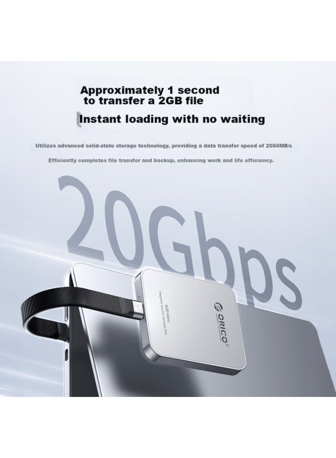 Orico أوريكو 2 تيرابايت SSD محمول مغناطيسي PSSD عالي السرعة 2000 ميجابايت/ثانية متوافق مع آبل آيفون تابلت لابتوب توسيع K20mini أزرق غامق - Image 3