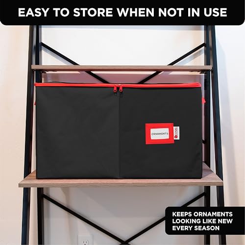 HOLDN’ STORAGE Christmas Ornament Storage Container with Dividers - Box Stores Up to 96 Ornaments, Zippered, Convenient, Adjustable, Large Organizer Bin to Protect Holiday Décor, Fits Most Standard Size, Black - Image 5