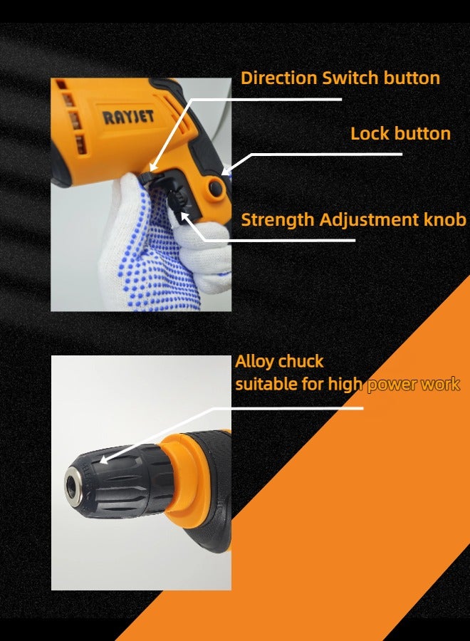 RAYJET Professional 450W Electric Drill, 3000 RPM High Speed, Reversible Rotation, 24-Setting Torque Control, Safety Spindle Lock - Image 3