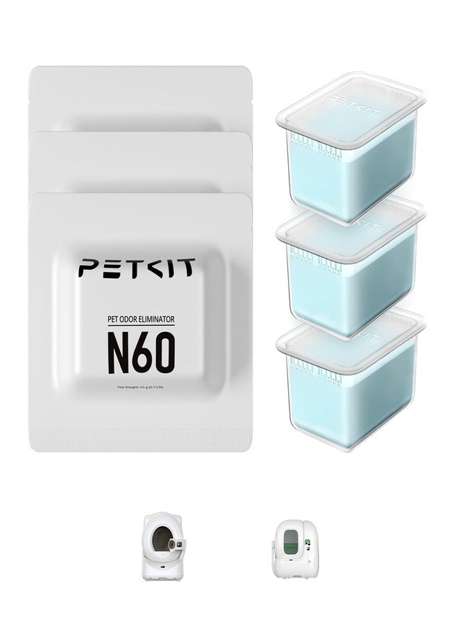 PETKIT N60 Pet Odor Control for Purobot Ultra and Purobot Max Pro Self-Cleaning Cat Litter Box, Long-Lasting Effective Litter Box Odor Remove, Natural Formula (Pack of 3) - Image 1