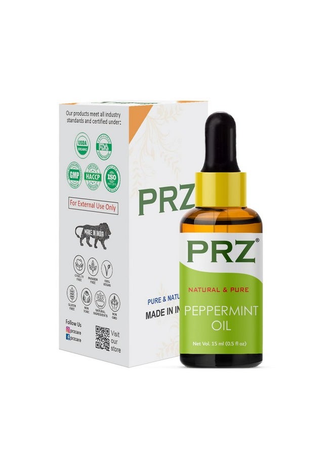 PRZ Peppermint Essential Oil - Pure Natural & Therapeutic Grade Oil For Aromatherapy Body Massage, Skin Care & Hair Care, 15 Ml  - Image 2