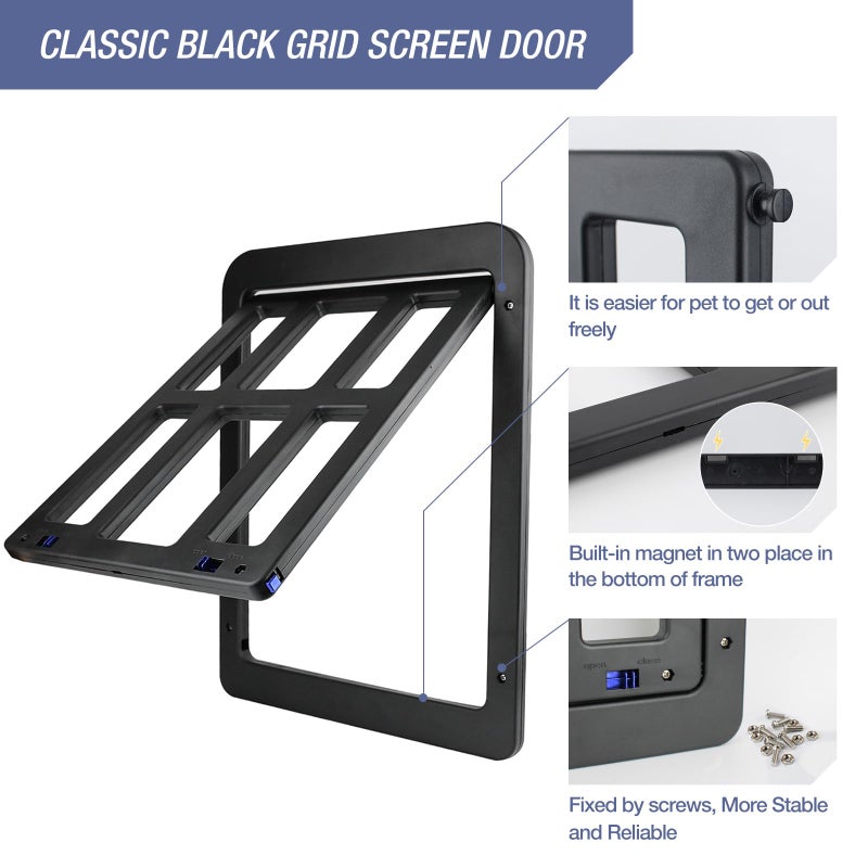 NAMSAN Dog Door for Screen Door, Inside Opening 11 x 13 inches, Doggy Door for Sliding Door, Magnetic Auto-Closing Doggie Door Screen Porch, Lockable, Black - Image 4