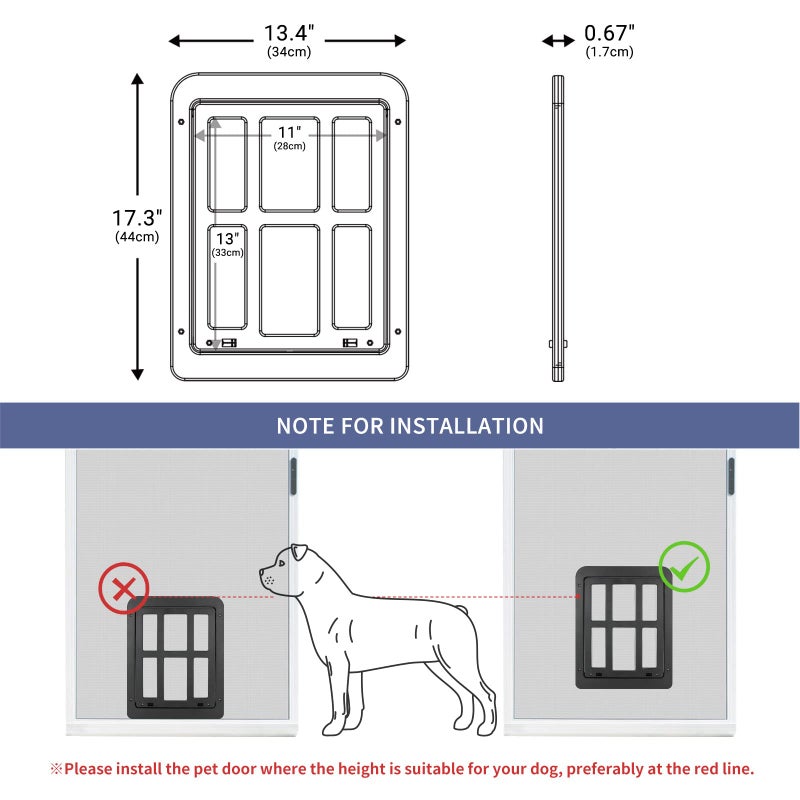 NAMSAN Dog Door for Screen Door, Inside Opening 11 x 13 inches, Doggy Door for Sliding Door, Magnetic Auto-Closing Doggie Door Screen Porch, Lockable, Black - Image 3