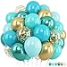 Froova Teal Balloons 60PCS 12 Inch Teal Blue Turquoise Meatallic Green and Gold Confetti Balloon for Teen Girls Birthday Baby Shower Graduation New Year Party Decorations - Image 2